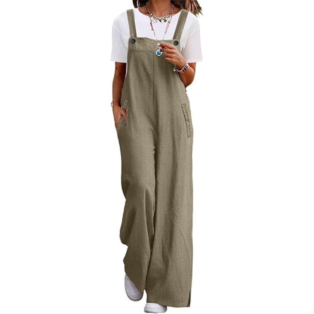 Corduroy Overalls Adjustable Straps Baggy Wide Leg Jumpsuit, 15C-161J001